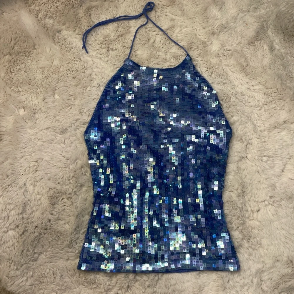 Gap Vintage Y2K Sequined Wool Halter Top Size M - Picture 1 of 5